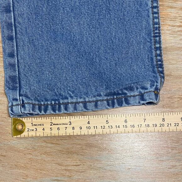 PrettyLittleThing Distressed Straight Leg Jeans - Mid Blue, Size US 6 - Picture 4 of 7